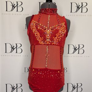Bespoke Red Rhinestone Lyrical/Contemporary Dance Costume (REF-11)