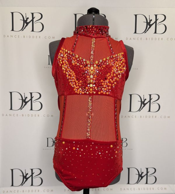 Bespoke Red Rhinestone Lyrical/Contemporary Dance Costume (REF-11)
