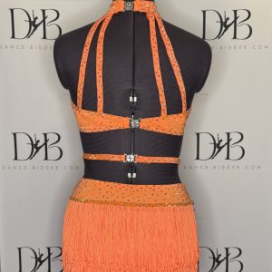 Bright Orange Rhinestone Dance Costume (REF-16) - Image 2
