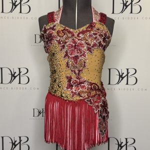 Red & Nude Illusion Dance Costume (REF-17)