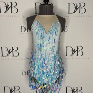 Blue Fringe & Rhinestone Jazz/Modern Dance Costume (REF-4)