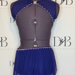 Navy Blue Rhinestone Lyrical Dress with Mesh Skirt - REF 47 - Image 3