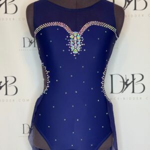 Navy Blue Rhinestone Lyrical Dress with Mesh Skirt - REF 47