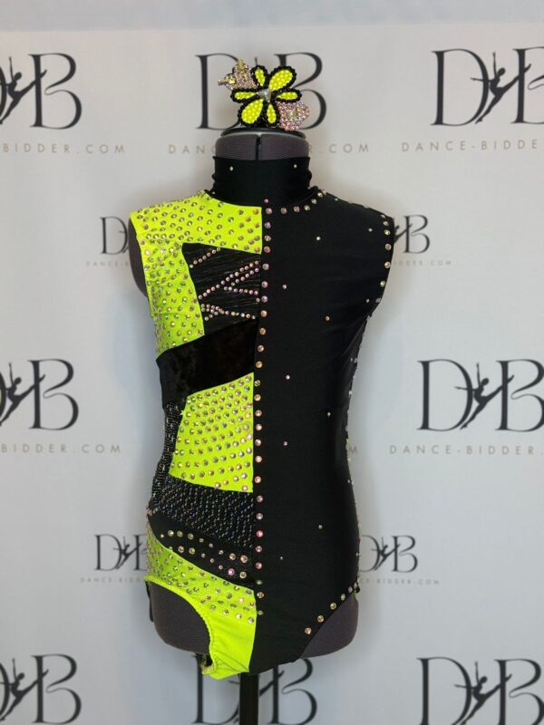 Neon & Black Patchwork Costume with Headpiece - REF 55