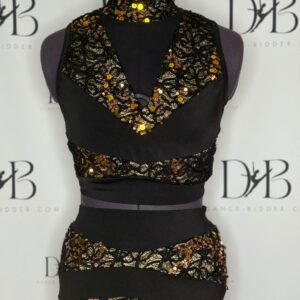 Black & Bronze Lace Sequin Two-Piece Jazz/Contemporary Costume - REF 57