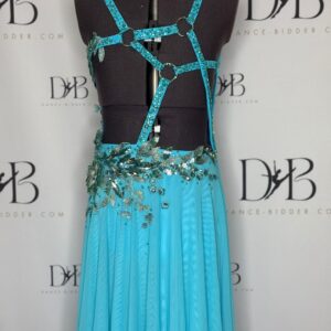 Aqua Blue Bunheads Lyrical Dress with Appliqué & Rhinestone Straps - REF 59 - Image 3