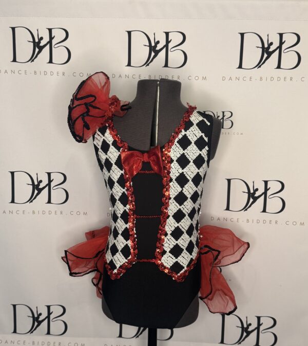 REF 68 - Harlequin-Style Dance Costume with Red Accents