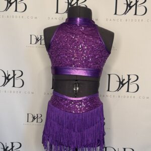 REF 72 Purple Sequin Fringe Two-Piece Dance Costume