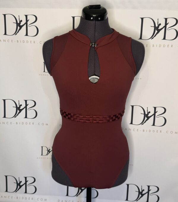 REF 83 Bloch Burgundy Keyhole Leotard with Woven Waist Detail